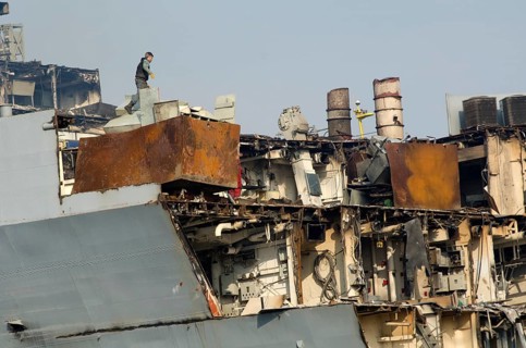 Izmir, Turkey. January 15th 2015 Ship breaking yards of Aliaga Izmir Turkey