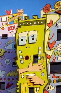 Happy Rizzi House, designed by the artist James Rizzi in pop art paintings, detail of the façade,