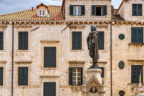 Ivan Gundulic statue on Gundulic Square in Dubrovnik, Croatia