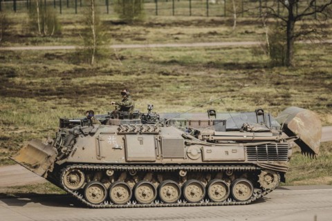 Dachs armoured engineer vehicle, photographed as part of a Bundeswehr exercise with armed forces