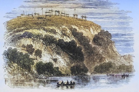 Indian burial ground. From American Pictures Drawn With Pen And Pencil by Rev Samuel Manning c.