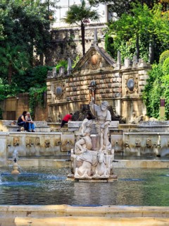 Fountain, Water basin, Fuente del Rey, Sculpture of Neptune and Amphitrite, Artist Remigio del