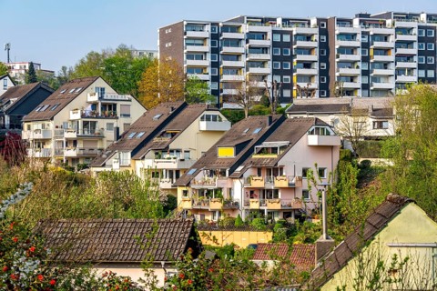 Various residential buildings, high-rise residential buildings, residential areas in Essen-Kettwig,