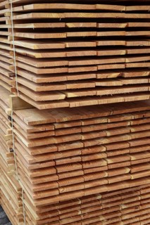Solingen, North Rhine-Westphalia, Germany - Larch logs are processed into construction timber,