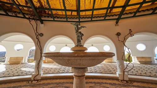 Close-up of a fountain in an artistically designed room, Kalithea, Kallithea, thermal baths, spa,