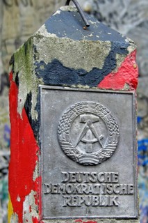Relic, old boundary stone of the GDR, German Democratic Republic, Federal Republic of Germany