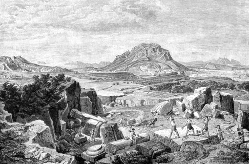 Nea Korinthos or New Corinth in 1858 after an earthquake, Corinthia, Peloponnese, Greece