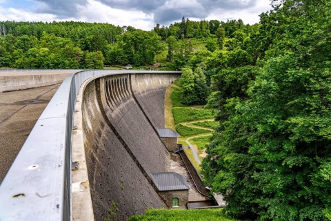 The Aggertalsperre dam in Oberbergisches Land, near Bergneustadt, operated by the Aggerverband, 45