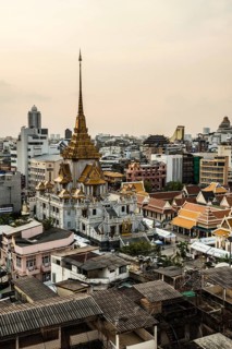 Wat Trai Mit Witthayaram Worawihan, sunset, Chinatown, Bangkok, Thailand