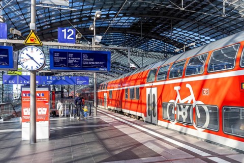 Regional train of Deutsche Bahn DB Regio at the main station in Berlin, Germany