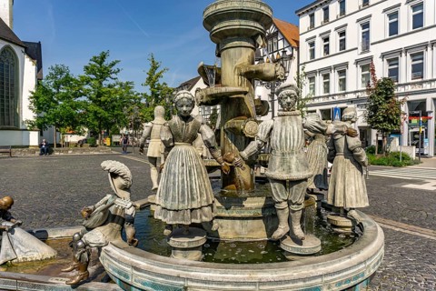 Citizens' fountain on the town hall square in Lippstadt, North Rhine-Westphalia, Germany