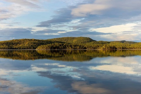 Mountains reflected in a lake near Kirkenes, September 2024, Finnmark, Norway