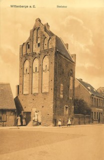 Historical postcard, picture postcard, Steintor in Wittenberg, Saxony-Anhalt, Germany, digitally