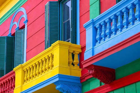 Argentina, colorful buildings of El Caminito, a popular tourist destination in Buenos Aires