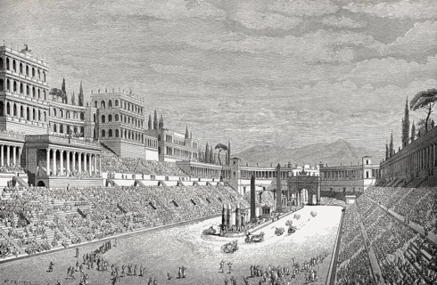 Reconstruction of the Mausoleum Circus Maximus in ancient Rome