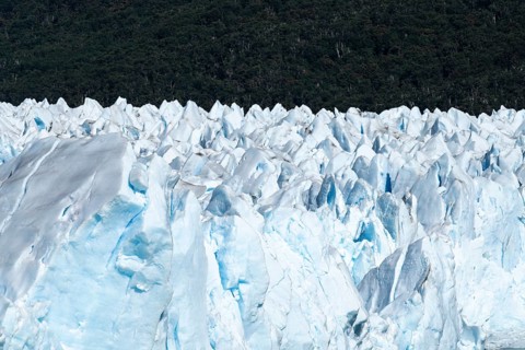 Perito Moreno Glacier ice front with blue ice crevices, Los Glaciares National Park, Santa Cruz