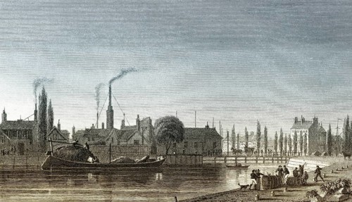 The Canal de l'Ourcq, Paris, antique steel engraved print, 1831