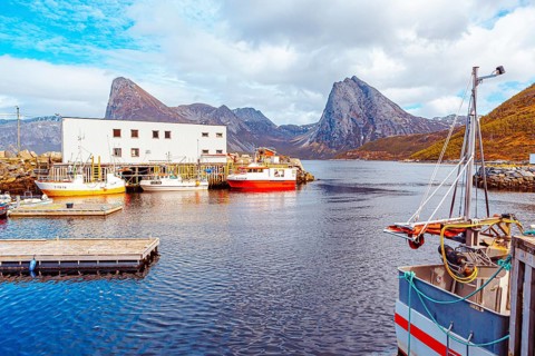 Rodsand harbour on the island of Senja in Norway