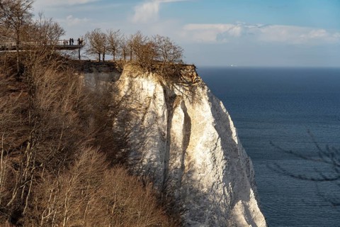 The Königsstuhl chalk cliff with Skywalk viewing platform on the Baltic Sea coast in Jasmund