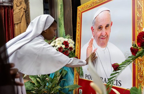Nuns offer ceremonial tribute in honour of Pope Francis in Guwahati, Assam, India on April 26, 2025