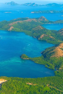 Breathtaking aerial view of coron island in the philippines, showcasing the stunning contrast