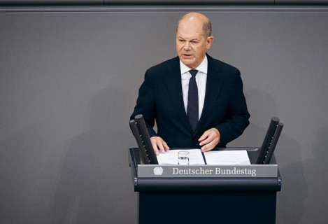 Federal Chancellor Olaf Scholz, (SPD), recorded during a government statement in the German