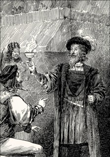 Mephistopheles and Faust, a Witch's Kitchen, first part of the tragic play Faust by Johann Wolfgang