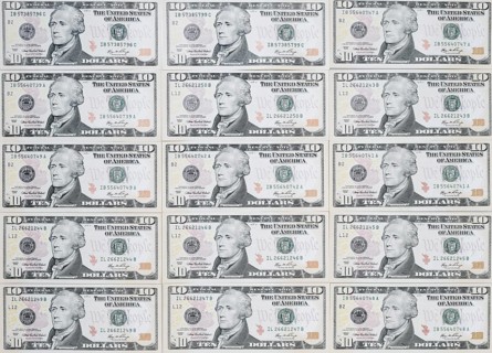 10 US dollar notes, 10 dollar banknotes