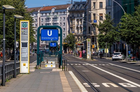 Underground station and tram stop, Oranienburger Tor, Berlin-Friedrichstraße, Berlin, Germany