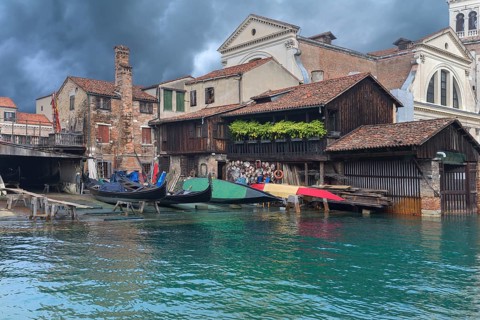 Boatyard for Venetian gondolas in the Dorsoduro district, Venice, Venice, Italy