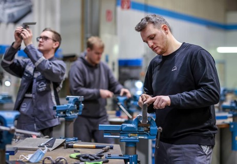 Oberhausen, North Rhine-Westphalia, Germany, Apprentices in metalworking professions. Apprentices