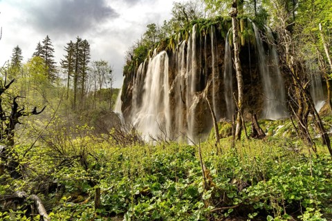 The Veliki Prstavac waterfall in Plitvice Lakes National Park, Croatia