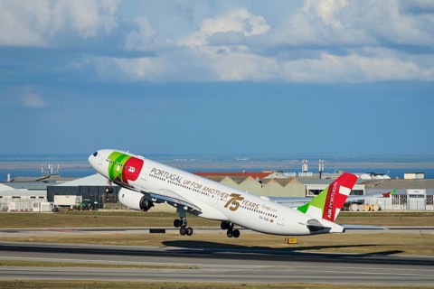 Lisbon, Portugal - September 2, 2023: TAP Air Portugal Airbus A330-941 passenger plane take off in