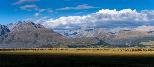 Mountain landscape near Lake Pukaki, Canterbury, South Island, New Zealand