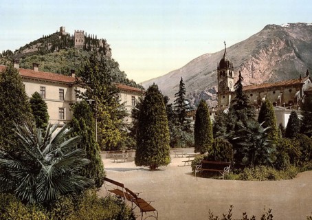 General view, Arco, Lake Garda, Italy, Historical, digitally restored reproduction from a 19th
