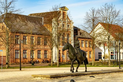 Equestrian statue of Alexandrine, Princess of Prussia in Ludwigslust, Mecklenburg-Vorpommern,