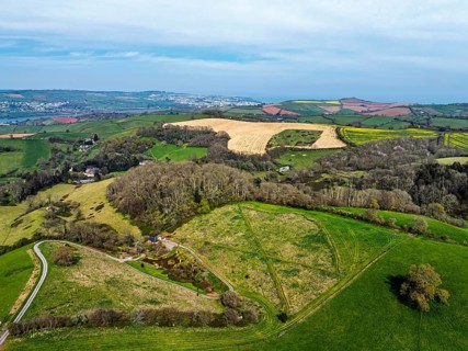 Farms and Fields over Newton Abbot from a drone, Devon, England, United Kingdom