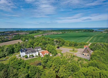 Aerial view of Gelting Castle. The castle is located on the outskirts of Gelting.