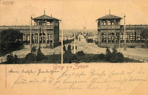 Historical postcard, picture postcard, Baltic seaside resort of Sopot, today Sopot, Pomerania,
