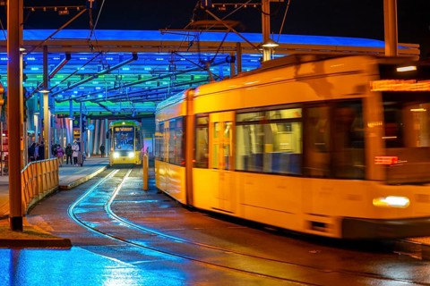 Ruhrbahn trams, at Essen-Steele S-Bahn station, interface between rail transport and tram and bus