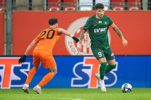 LUBIN, POLAND - DECEMBER 15, 2023: Football match Polish PKO Ekstraklasa between KGHM Zaglebie