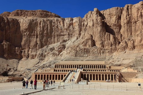 The mortuary temple of the first female pharaoh Hatshepsut, Hatshepsut Temple in Deir el-Bahari on
