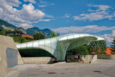 Seegrube station, cable car of the Innsbrucker Nordkettenbahnen, alpine Nordkette, Innsbruck,