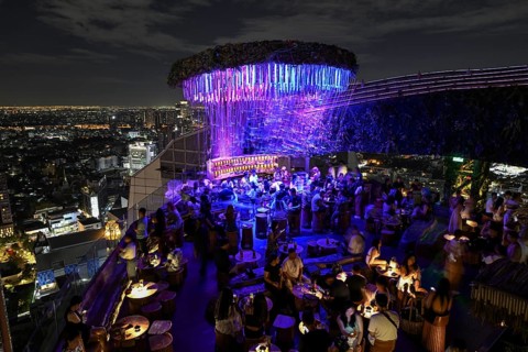 Tichuca Rooftop Bar, nicknamed Jellyfish Bar, in the T-One Building on Sukhumvit Road, Phra Khanong