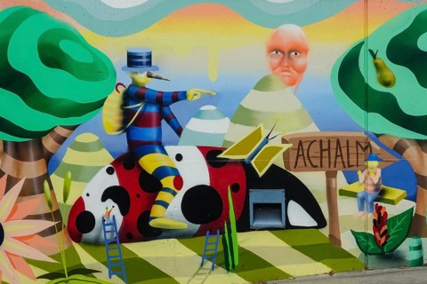 Graffiti, spray art, colorful pictures, public art, mythical creatures, fantastic creatures, human