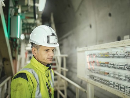 Graduate engineer (FH) Sebastian Reimann in construction lot H53, Brenner Base Tunnel, Wolf, Tyrol,