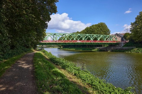 Motorway bridge over the Rhine-Herne Canal near Datteln, Ruhr area, Recklinghausen district, North