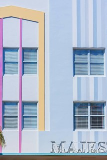 Art deco hotel facade, Ocean drive, South Beach, Miami, Florida, USA