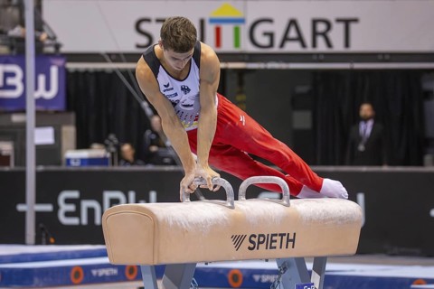 EnBW DTB-Pokal Stuttgart 2025, Mixed Cup***Timo Eder Germany on pommel horse