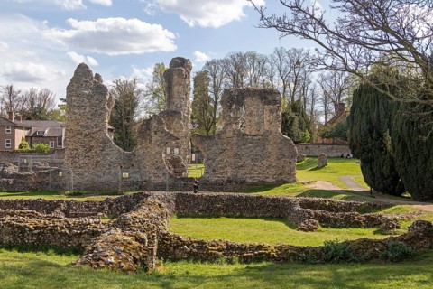 Ruins, house, St Edmund's Abbey, Bury St Edmunds, West Suffolk, England, Great Britain